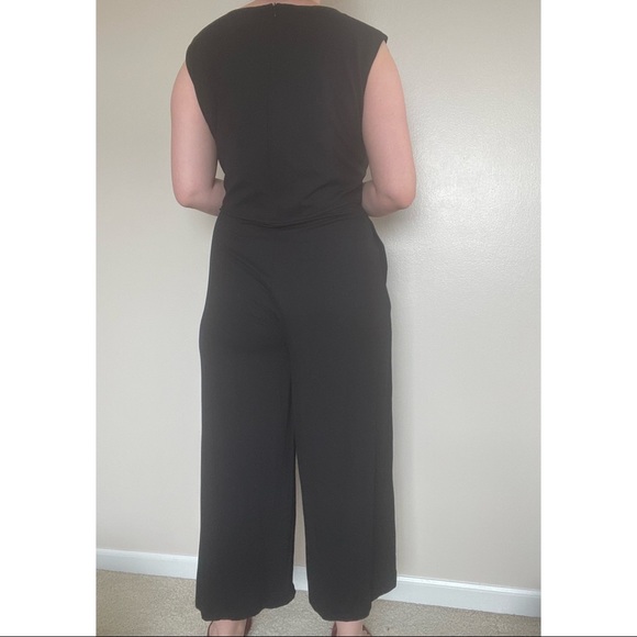 Eileen Fisher Black Crop Cap Sleeve Jumpsuit - Picture 6 of 7